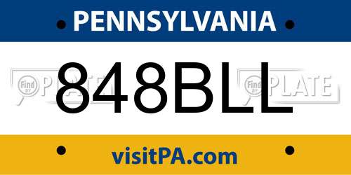 848BLL Pennsylvania License Plate
