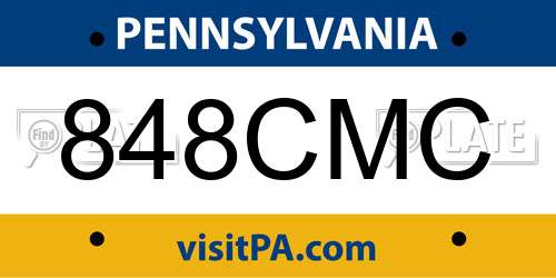 848CMC Pennsylvania License Plate