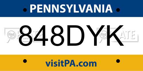 848DYK Pennsylvania License Plate