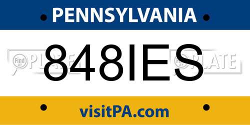 848IES Pennsylvania License Plate