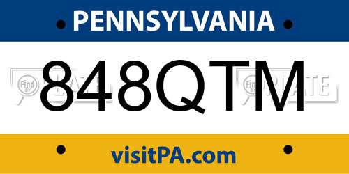 848QTM Pennsylvania License Plate