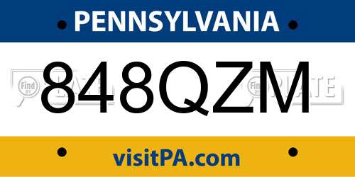 848QZM Pennsylvania License Plate