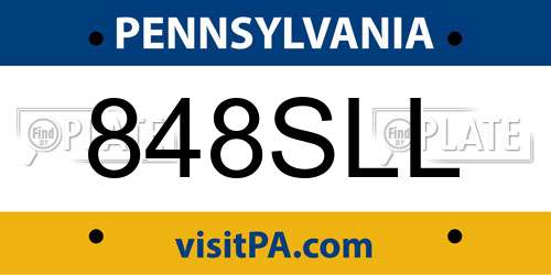 848SLL Pennsylvania License Plate