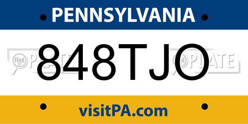 848TJO Pennsylvania License Plate