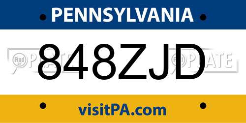 848ZJD Pennsylvania License Plate