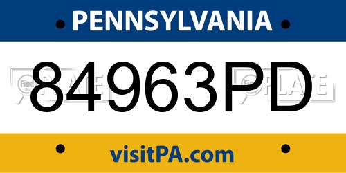 84963PD Pennsylvania License Plate