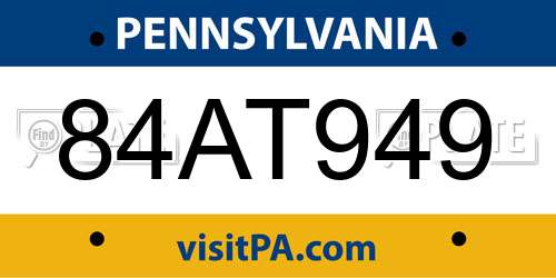 84AT949 Pennsylvania License Plate