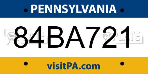 84BA721 Pennsylvania License Plate