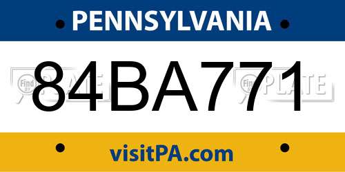 84BA771 Pennsylvania License Plate