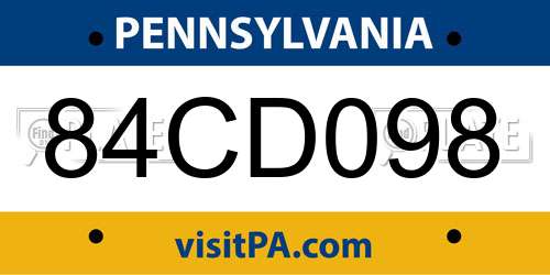 84CD098 Pennsylvania License Plate