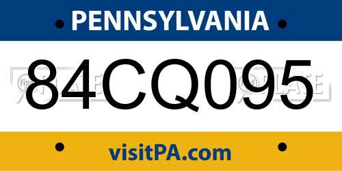84CQ095 Pennsylvania License Plate