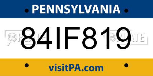 84IF819 Pennsylvania License Plate