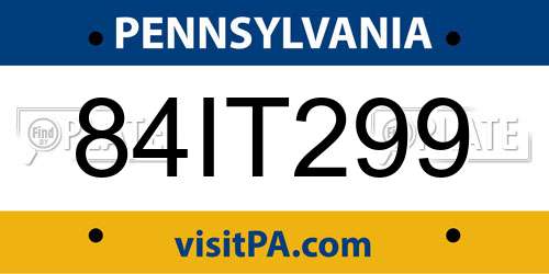 84IT299 Pennsylvania License Plate