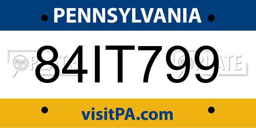 84IT799 Pennsylvania License Plate