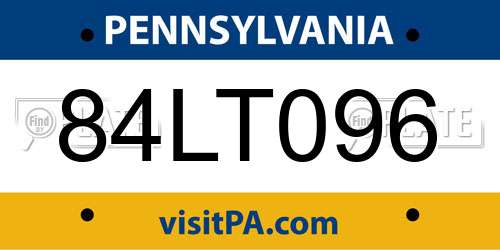 84LT096 Pennsylvania License Plate