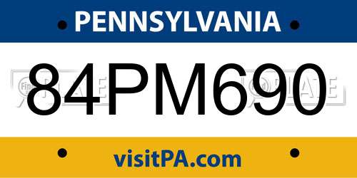 84PM690 Pennsylvania License Plate