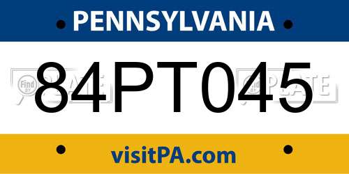 84PT045 Pennsylvania License Plate