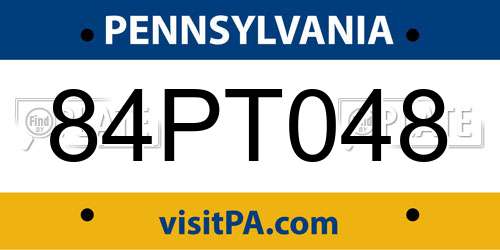 84PT048 Pennsylvania License Plate
