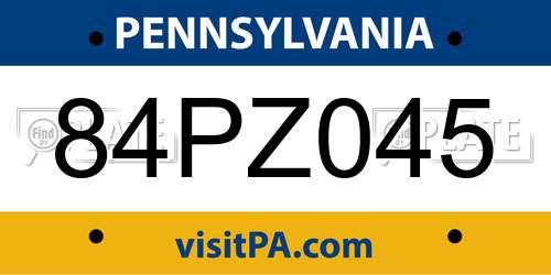 84PZ045 Pennsylvania License Plate