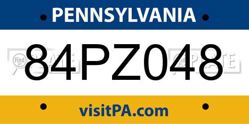 84PZ048 Pennsylvania License Plate