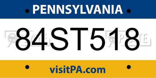 84ST518 Pennsylvania License Plate