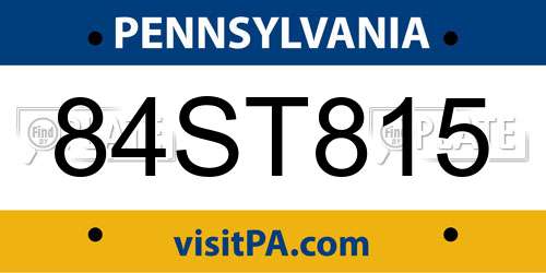 84ST815 Pennsylvania License Plate