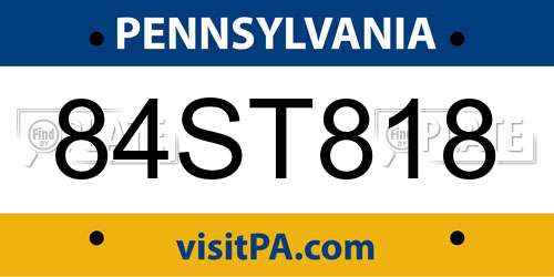 84ST818 Pennsylvania License Plate