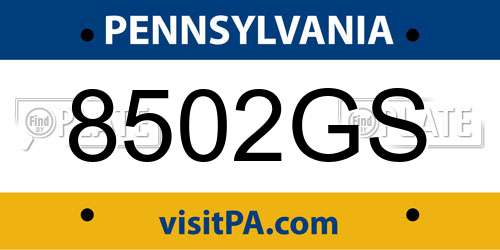 8502GS Pennsylvania License Plate