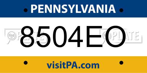 8504EO Pennsylvania License Plate
