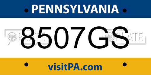 8507GS Pennsylvania License Plate