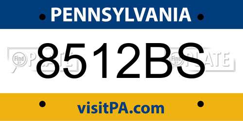 8512BS Pennsylvania License Plate