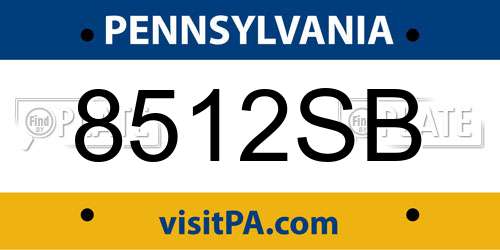 8512SB Pennsylvania License Plate