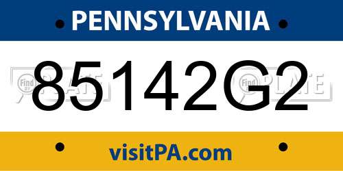 85142G2 Pennsylvania License Plate
