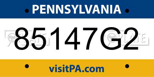 85147G2 Pennsylvania License Plate