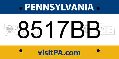 8517BB Pennsylvania License Plate
