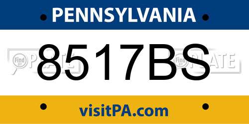 8517BS Pennsylvania License Plate