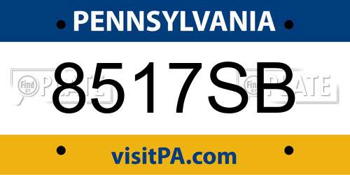8517SB Pennsylvania License Plate