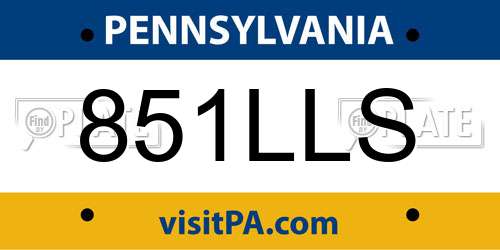 851LLS Pennsylvania License Plate
