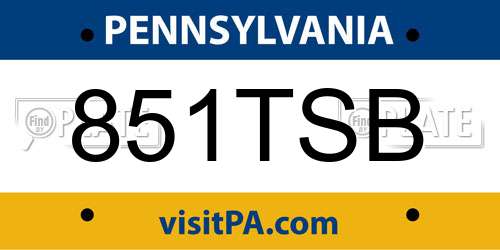851TSB Pennsylvania License Plate