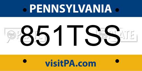 851TSS Pennsylvania License Plate