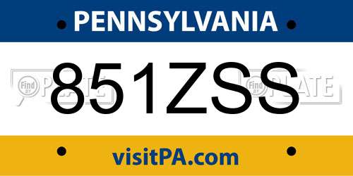 851ZSS Pennsylvania License Plate