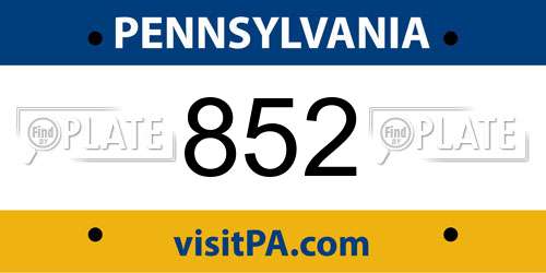 852 Pennsylvania License Plate