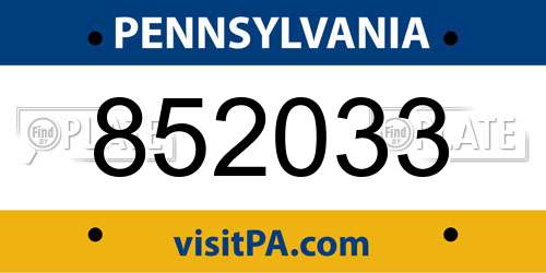 852033 Pennsylvania License Plate