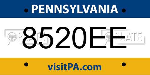 8520EE Pennsylvania License Plate