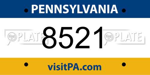 8521 Pennsylvania License Plate
