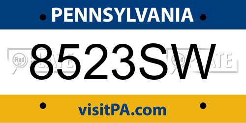 8523SW Pennsylvania License Plate