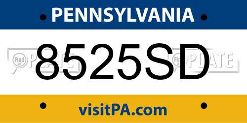 8525SD Pennsylvania License Plate
