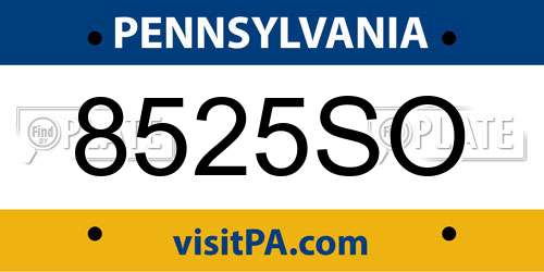 8525SO Pennsylvania License Plate