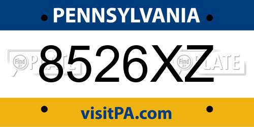 8526XZ Pennsylvania License Plate