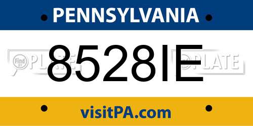 8528IE Pennsylvania License Plate